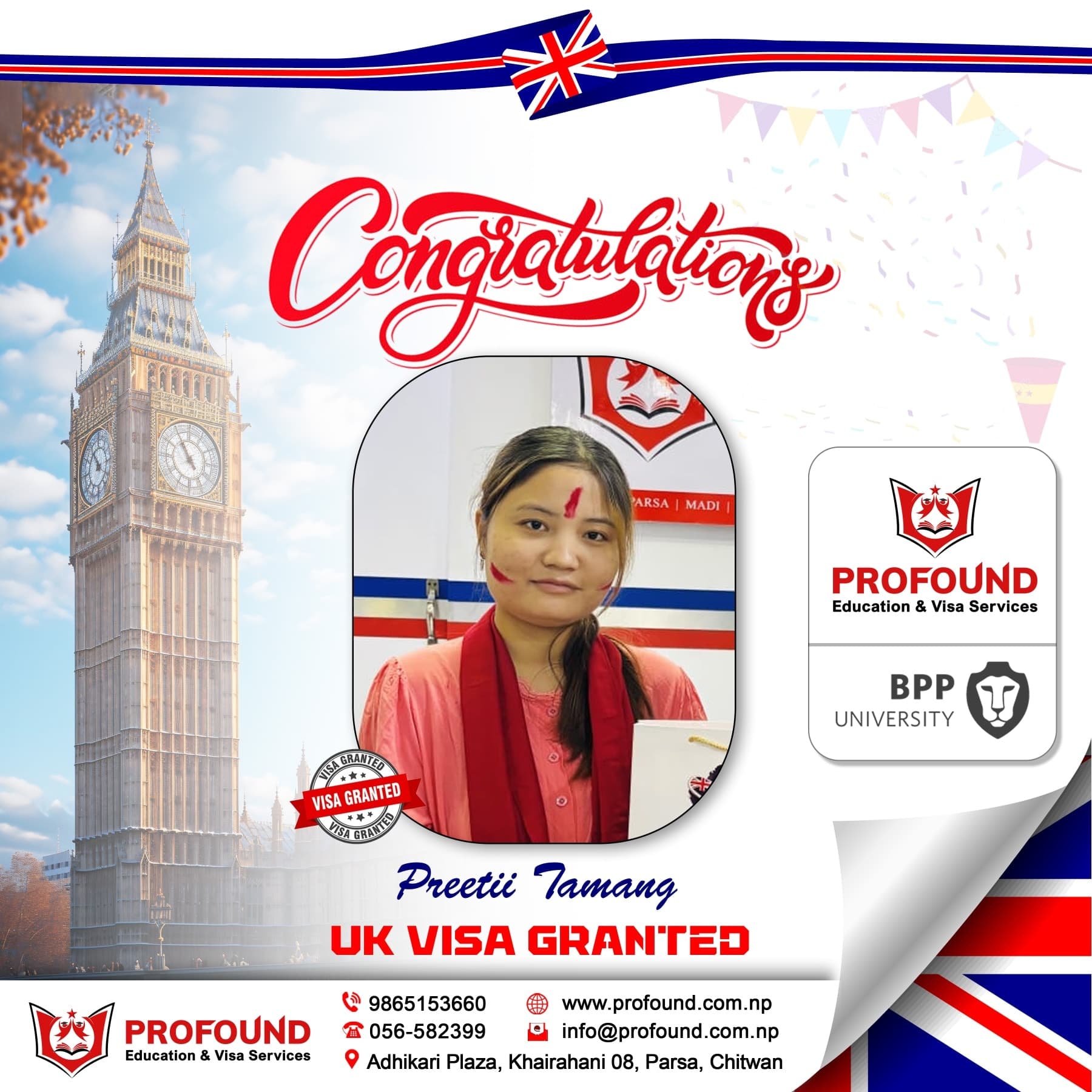 Preeti Tamang UK VISA success